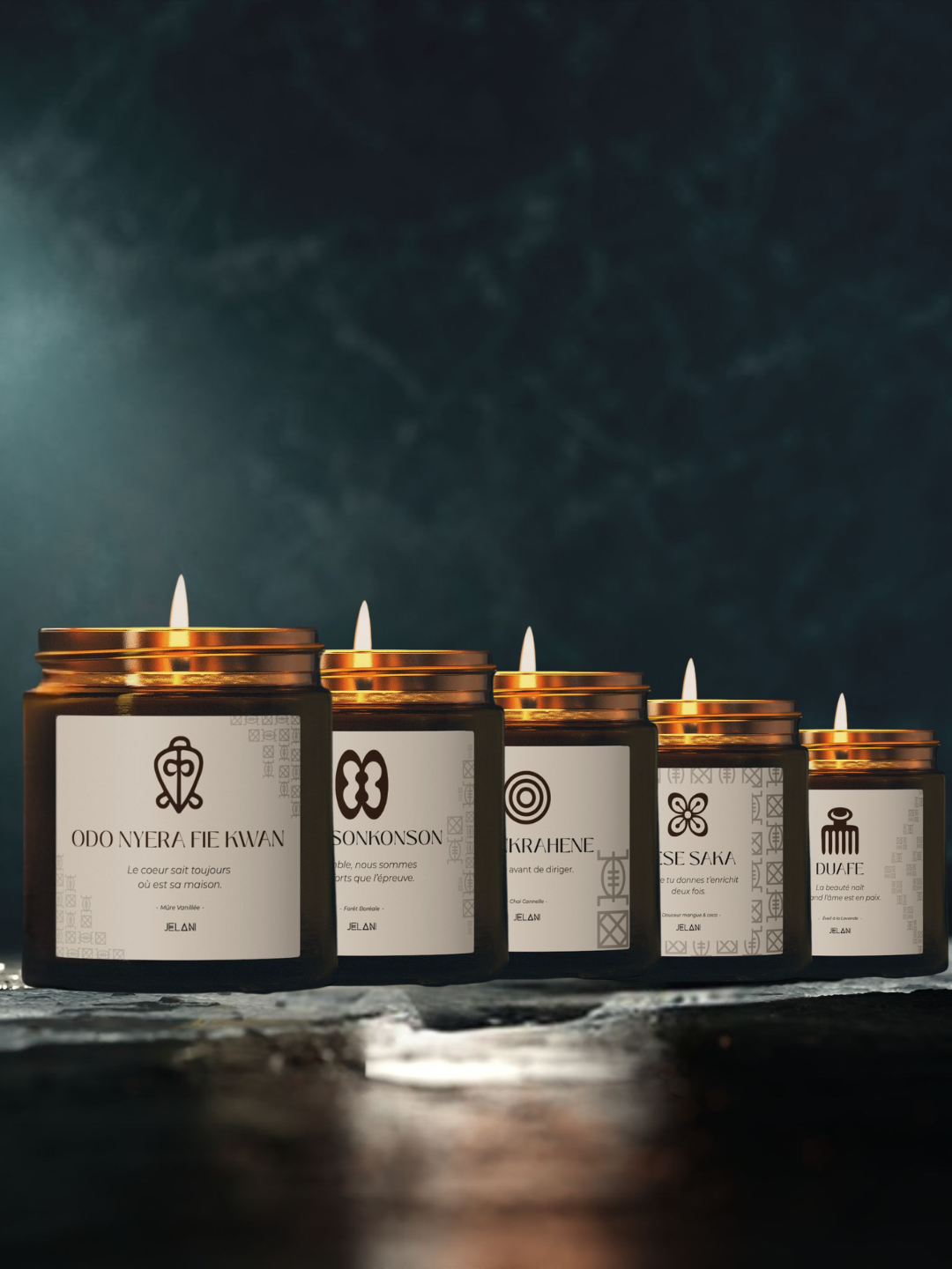Jelani - Bougies artisanales aux symboles Adinkra