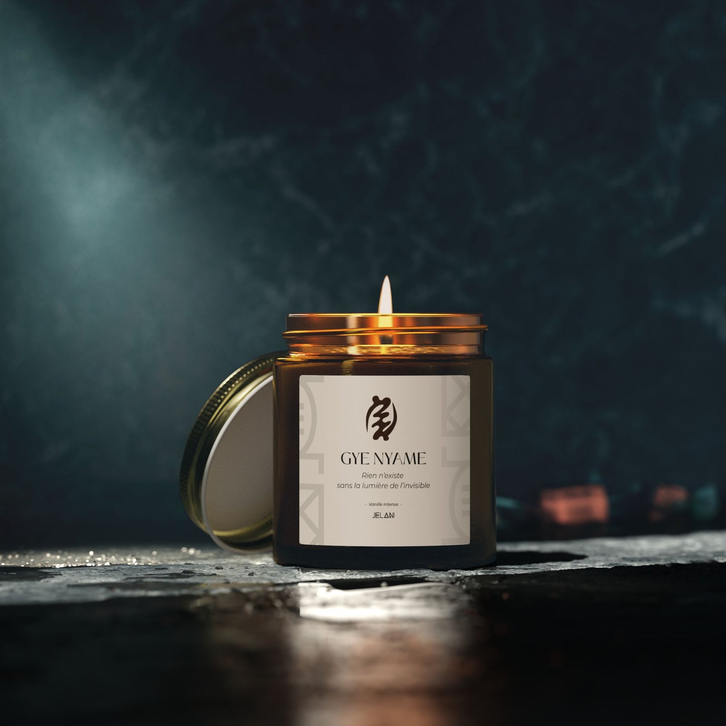 Bougie parfumée Vanille Intense  | Symbole Adinkra GYE NYAME | Foi & Spiritualité