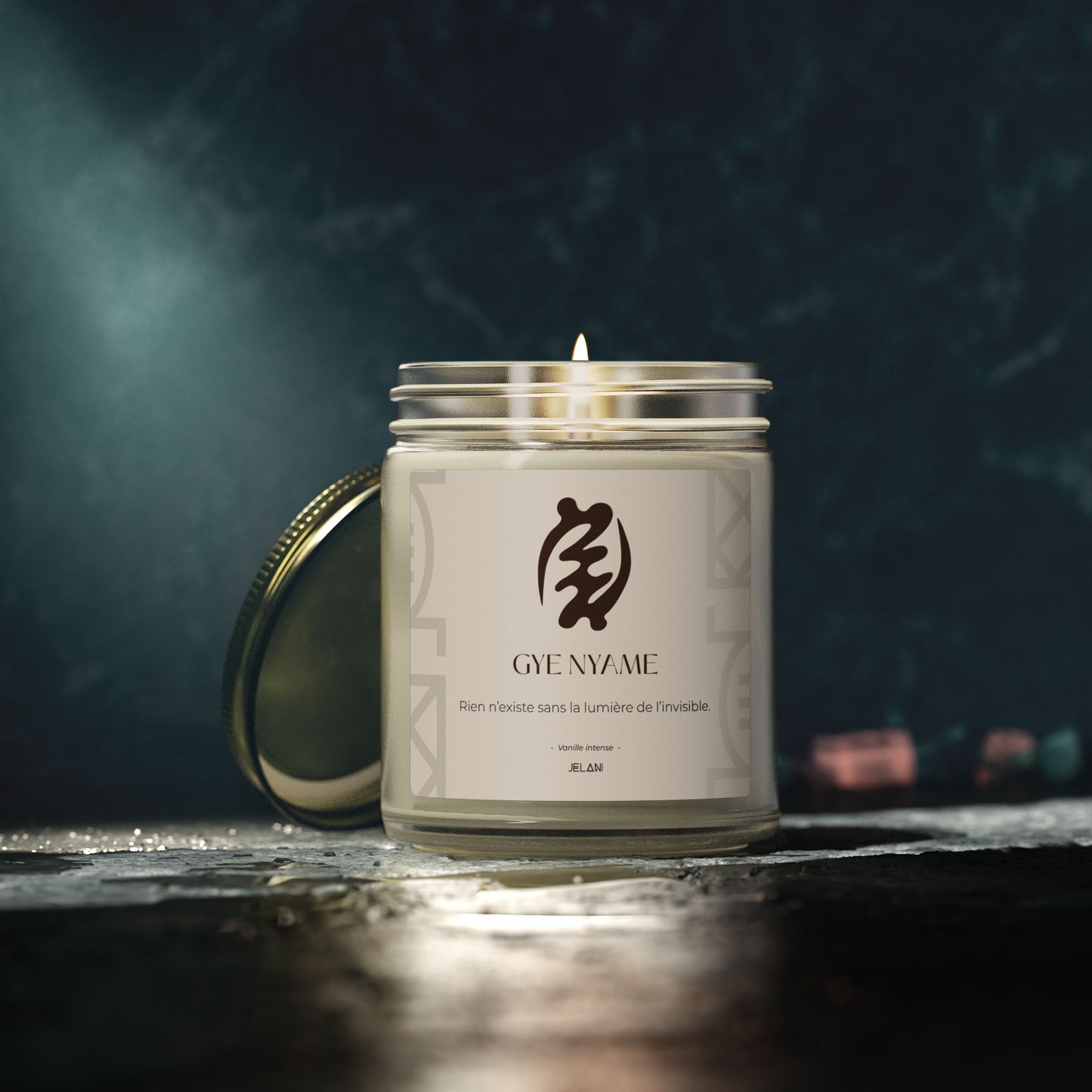 Bougie parfumée Vanille Intense  | Symbole Adinkra GYE NYAME | Foi & Spiritualité