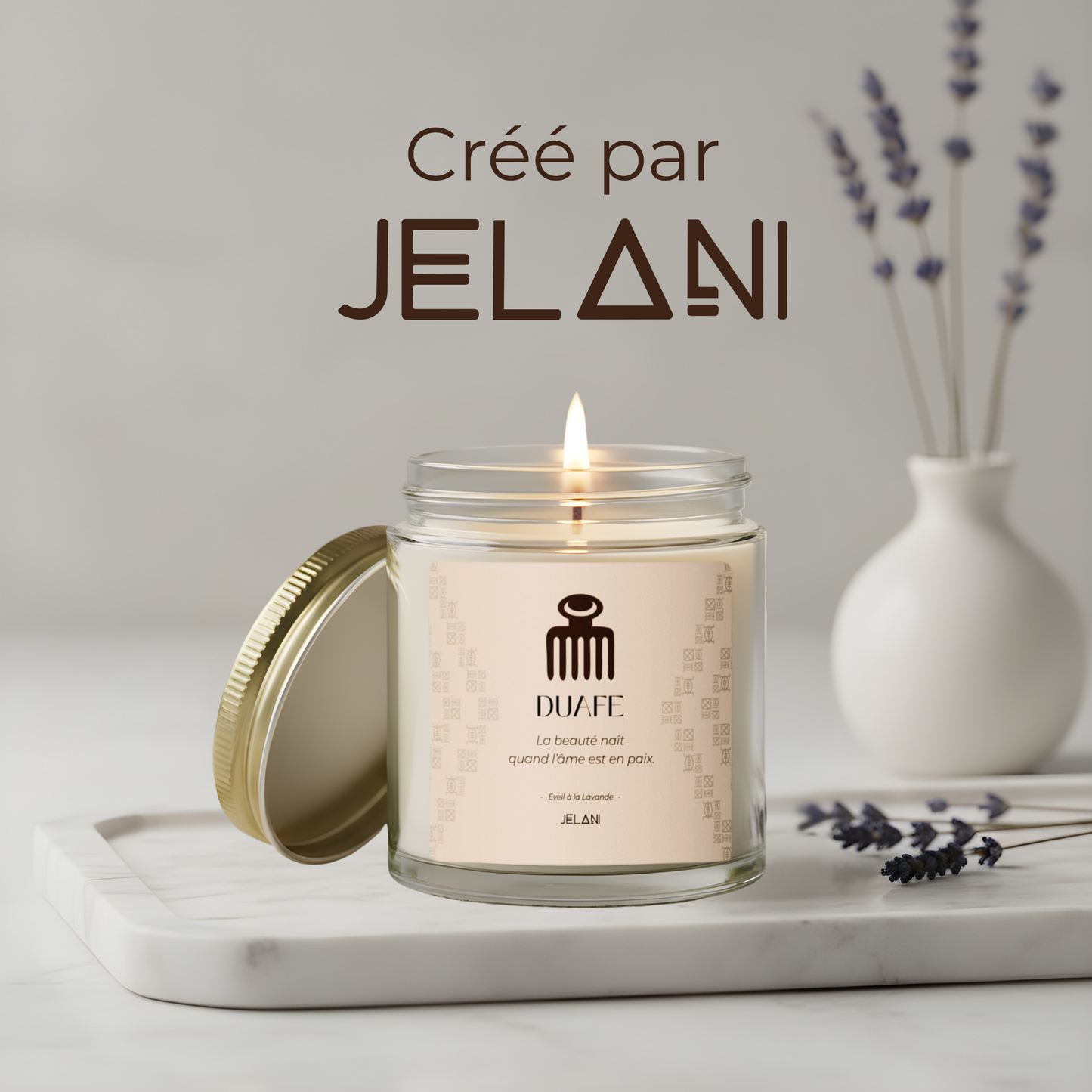 Bougie à la lavande | bougie Symbole Duafe |  Beauté & Féminité | Cire écologique | Cadeau bien-être femme |  Décoration Cosy