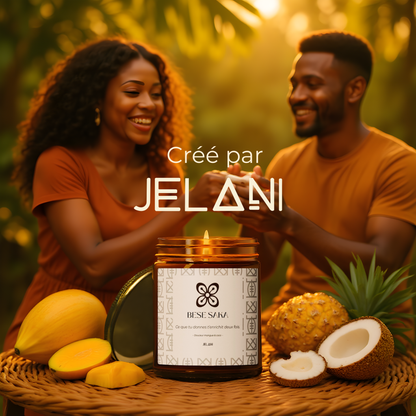 Bougie Mangue Coco artisanale | Bougie symbole Bese Saka |  Abondance & Prospérité | Cire écologique | Cadeau bien-être femme |  Décoration Cosy