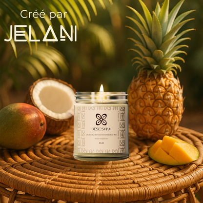 Bougie Mangue Coco artisanale | Bougie symbole Bese Saka |  Abondance & Prospérité | Cire écologique | Cadeau bien-être femme |  Décoration Cosy