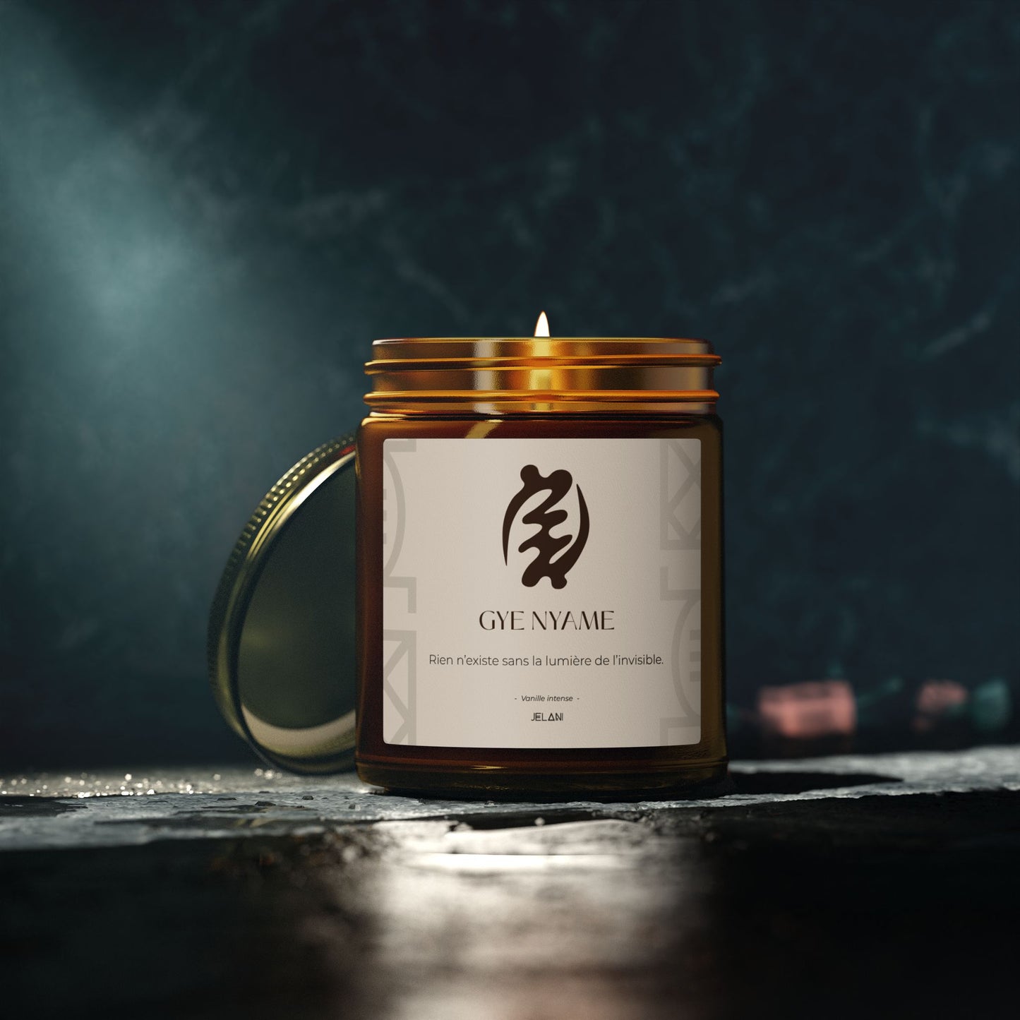 Bougie parfumée Vanille Intense  | Symbole Adinkra GYE NYAME | Foi & Spiritualité