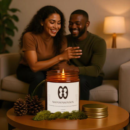 Bougie Boisée | Bougie symbole Nkonsonkonson | Unité & Connexion