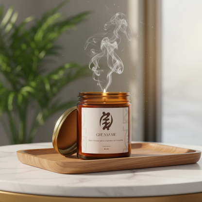 Bougie parfumée Vanille Intense  | Symbole Adinkra GYE NYAME | Foi & Spiritualité